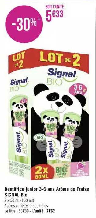 dentifrice junior 3-6 ans arôme de fraise signal bio