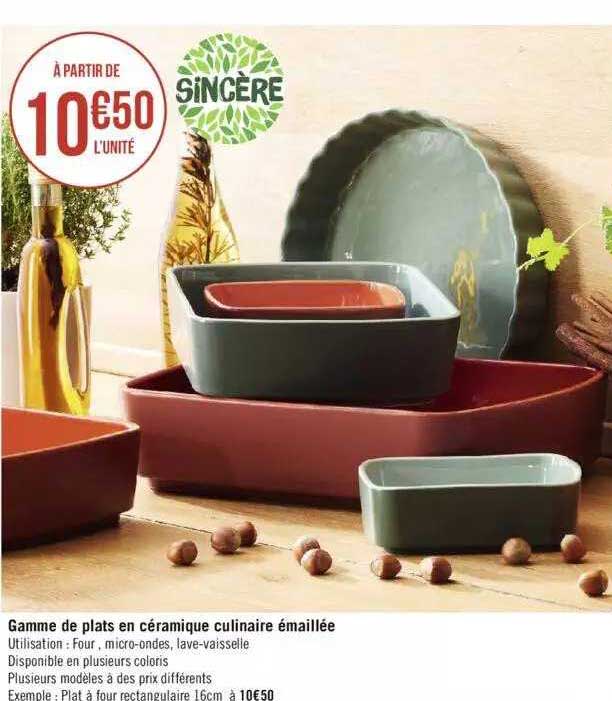 gamme de plats en céramique culinaire émaillée sincère