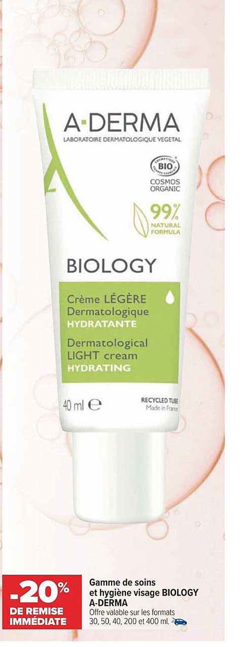 gamme de soins et hygiène visage biology a-derma