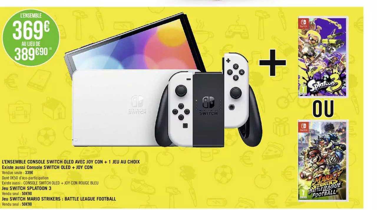 l'ensemble console switch oled avec joy con + 1 jeu au choic existe aussi console switch oled + joy con