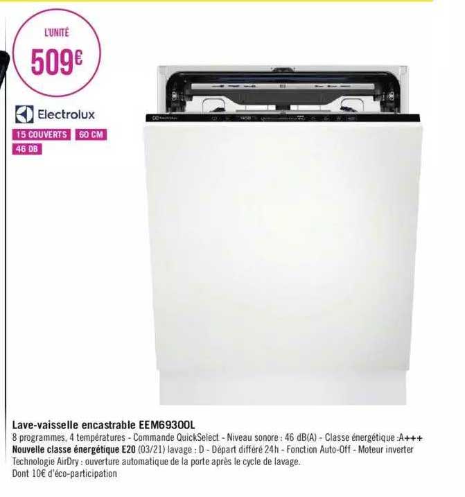 lave-vaisselle encastrable eem69300l electrolux