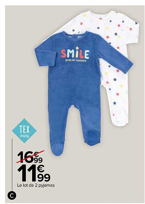 Le Lot De 2 Pyjamas Tex Baby