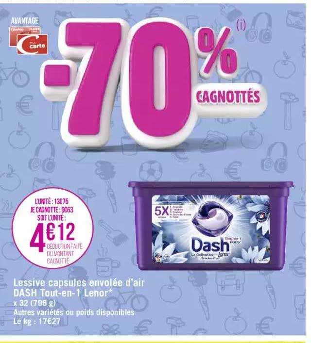 Lessive Capsules Envolée D'air Dash Tout-en-1 Lenor