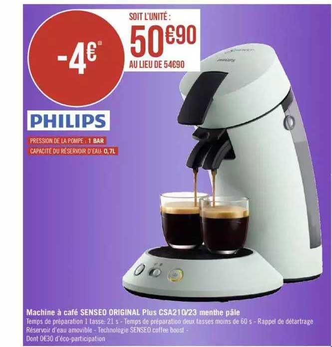machine à café senseo original plus csa210-23 menthe pâle philips