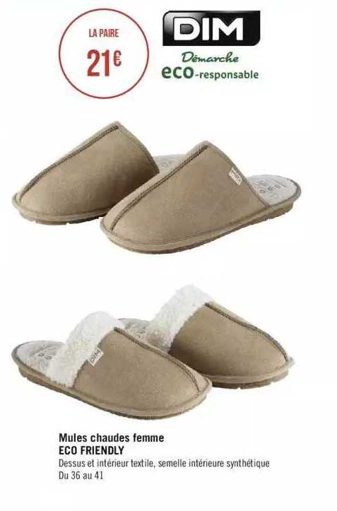 Mules Chaudes Femme Eco Friendly Dim