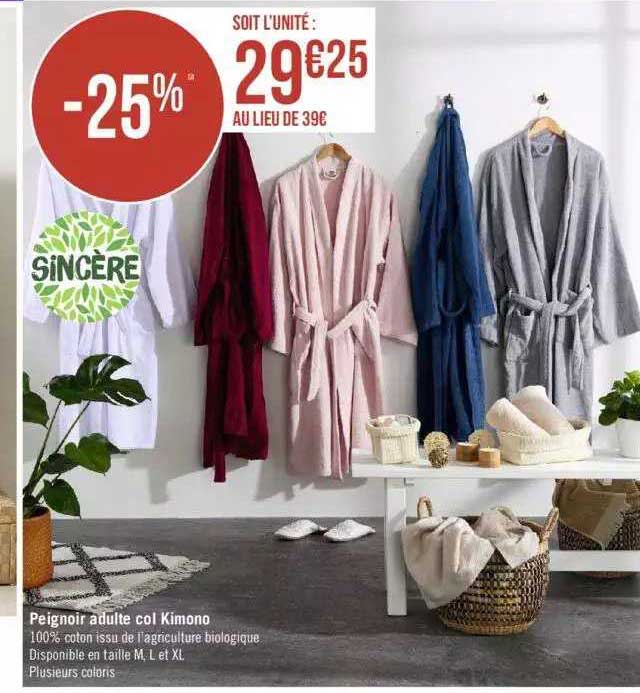 Peignoir Adulte Col Kimono Sincère
