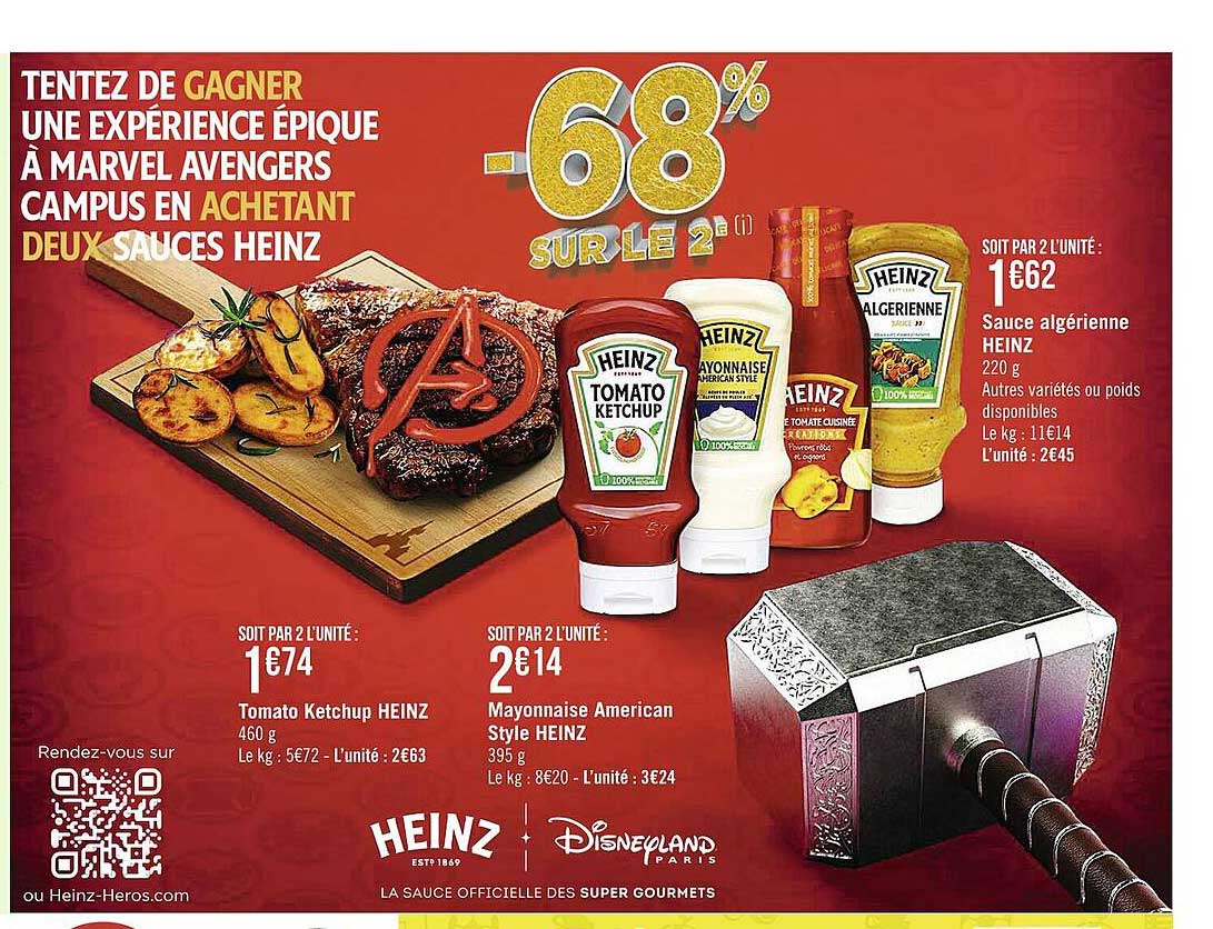 tomato ketchup heinz, mayonnaise american style heinz, sauce algérienne heinz