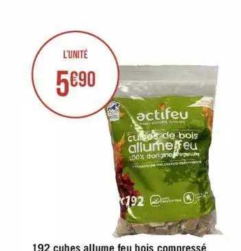 192 Cubes Allume Feu Bois Compressé Actifeu