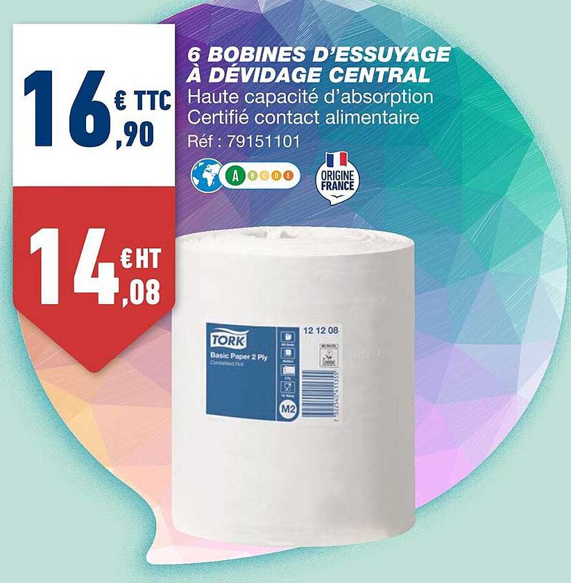 6 bobines d'essuyage à dévidage central tork