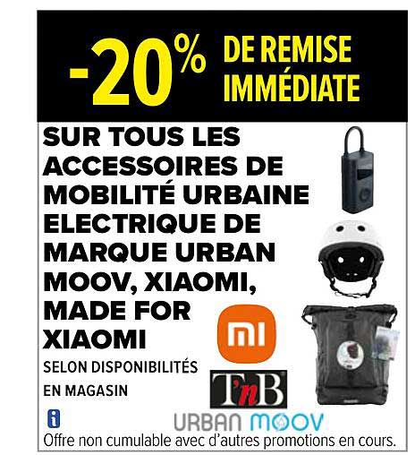 accessoires de mobilité urbaine électrique de marque urban moov, xiaomi, made for xiaomi