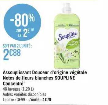 assouplissant douceur d'origine végétale notes de fleurs blanches soupline concentré