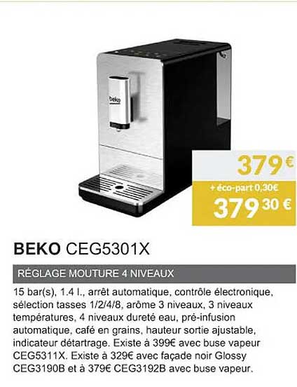 beko ceg5301x réglage mouture 4 niveaux