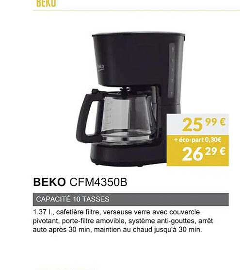 Beko Cfm4350b Capacité 10 Tasses