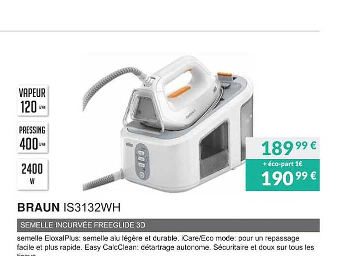 braun is3132wh semelle incurvée freeglide 3d