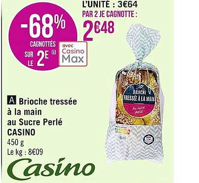 Brioche Tressée à La Main Au Sucre Perlé Casino