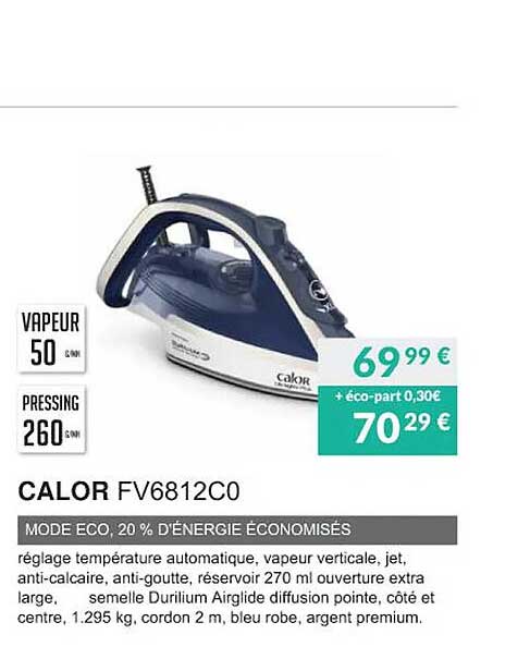 Calor Fv6812c0 Mode Eco, 20% D'énergie économisés