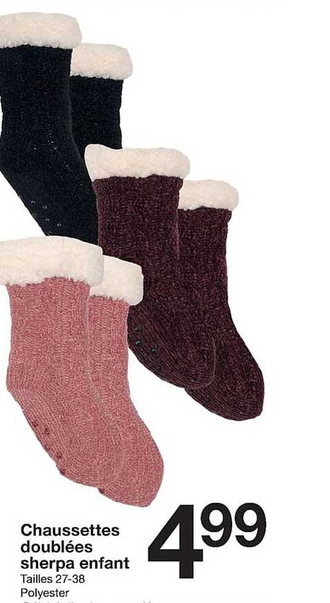 chaussettes doublées sherpa enfant