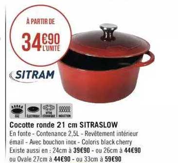 cocotte ronde 21 cm sitraslow sitram