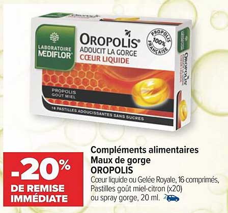 compléments alimentaires maux de gorge oropolis