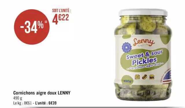 cornichons aigre doux lenny