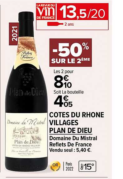 côtes du rhône villages plan de dieu domaine du mistral reflets de france 2021