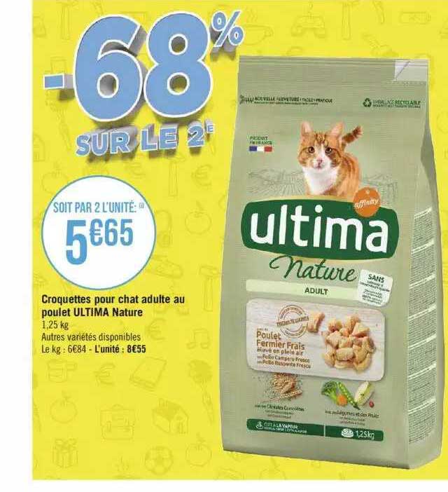 Croquettes Pour Chat Adulte Au Poulet Ultima Nature