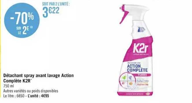 Détachant Spray Avant Lavage Action Complète K2r