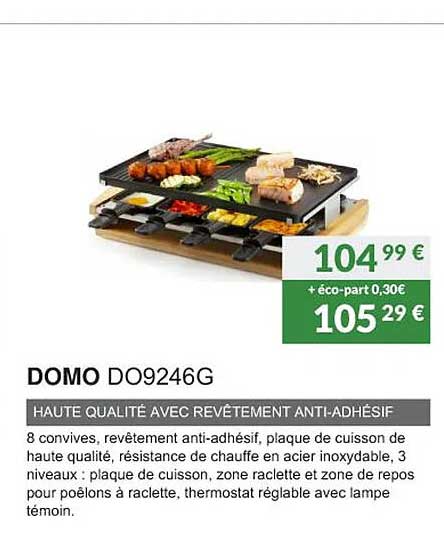 domo do3246g haute qualité avec revêtement anti-adhésif