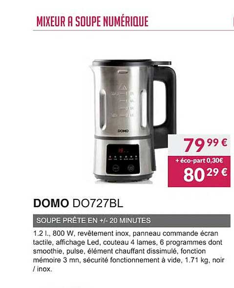domo do727bl soupe prête en +--20 minutes