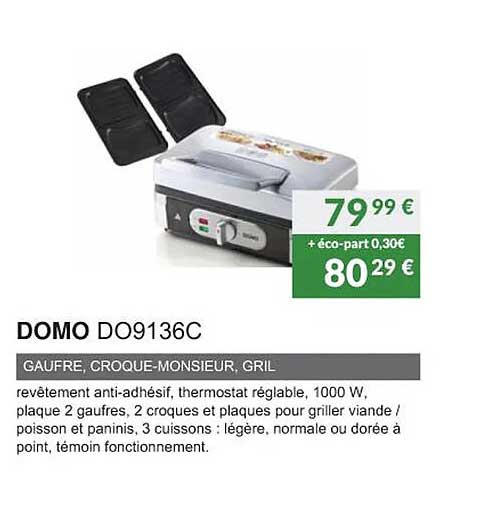 domo do9136c gaufre, croque-monsieur, gril