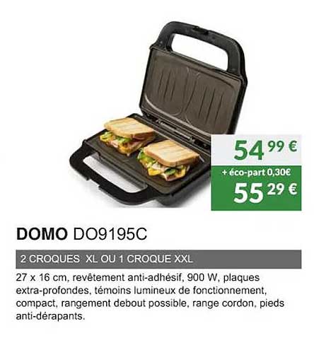 domo do9195c 2 croques xl ou 1 croque xxl
