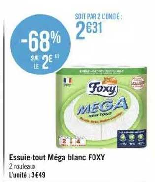 essuie-tout méga blanc foxy