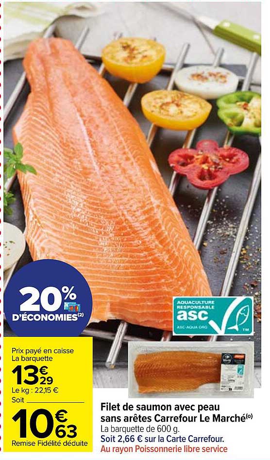 filet de saumon avec peau sans arêtes carrefour le marché