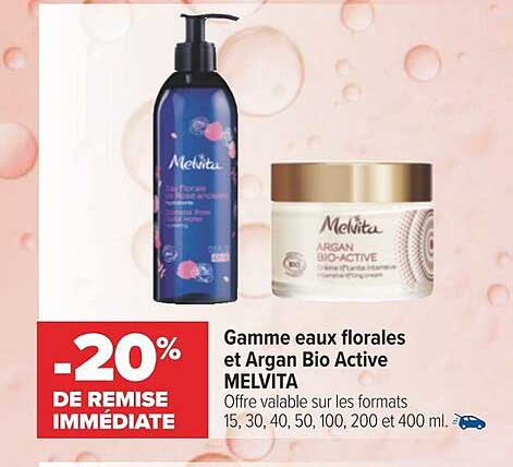 gamme eaux florales et argan bio active melvita