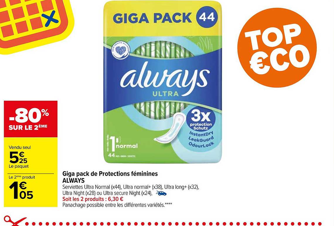 giga pack de protections féminines always