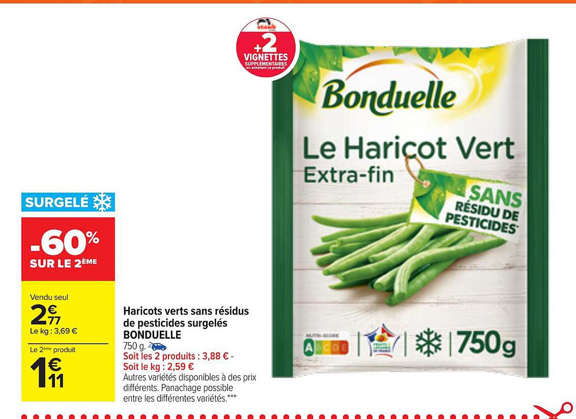 haricots verts sans résidus de persticides surgelés bonduelle