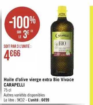 huile d'olive vierge extra bio vivace carapelli