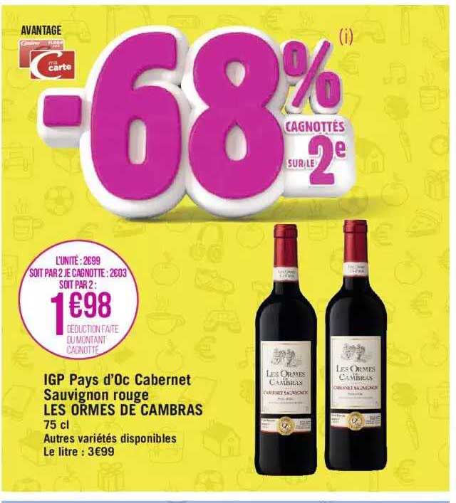 igp pays d'oc cabernet sauvignon rouge les ormes de cambras