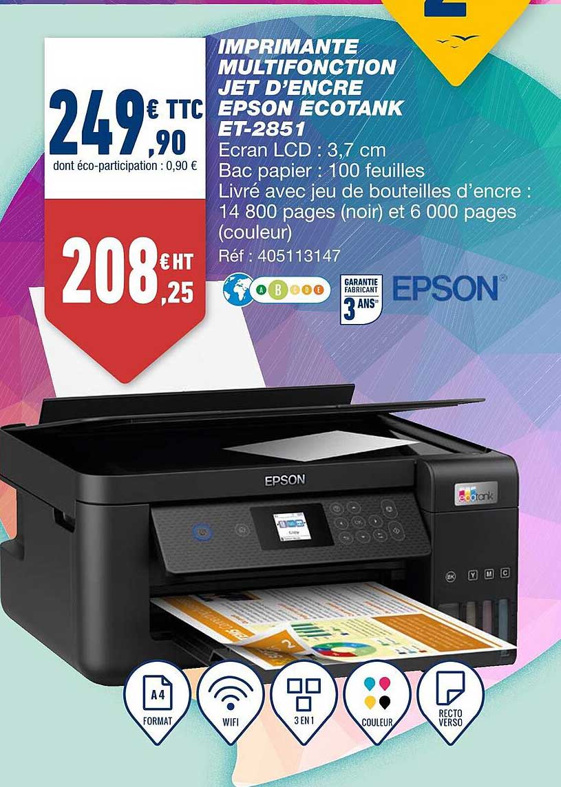 imprimante multifonction jet d'encre epson ecotank et-2851