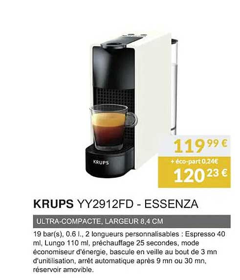 krups yy2912fd - essenza ultra-compacte, largeur 8,4 cm