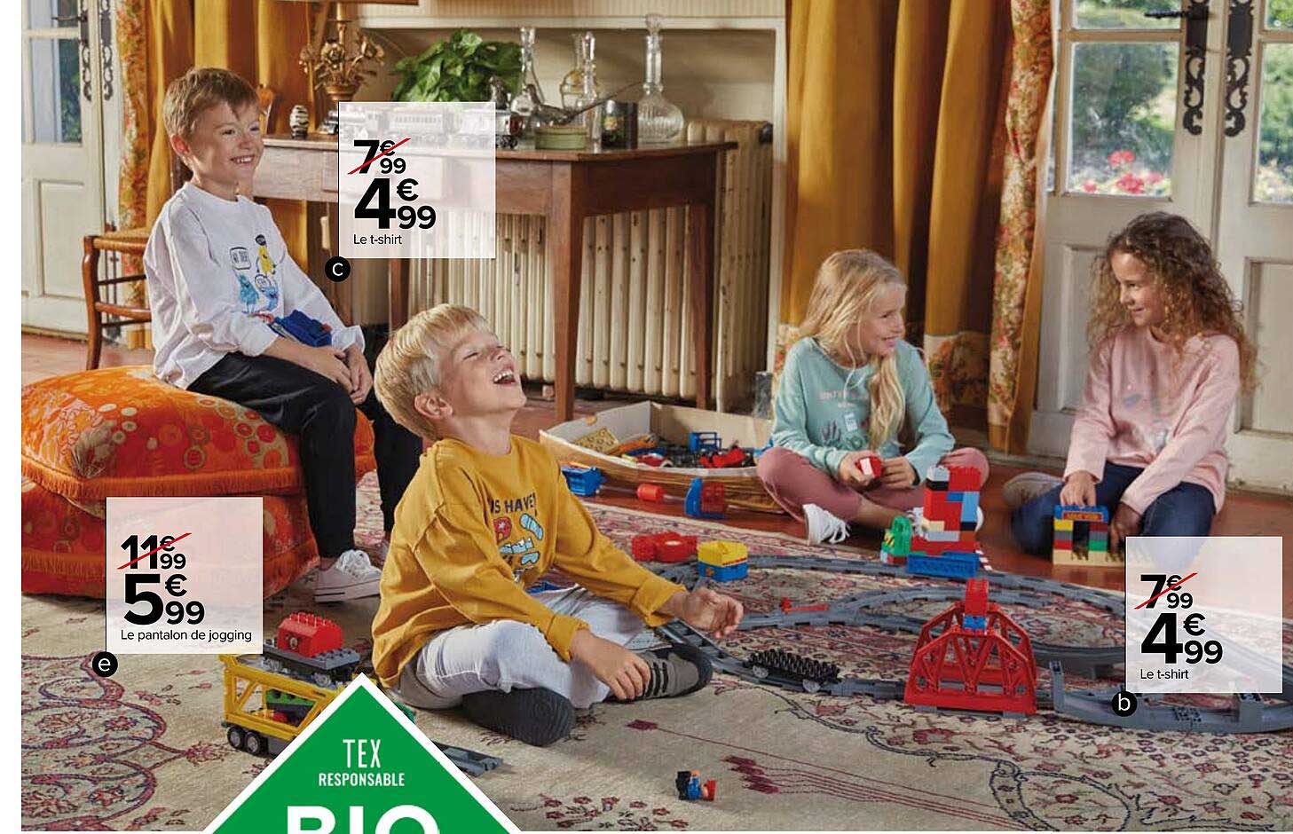 le t-shirt, le pantalon de jogging, le t-shirt tex bio