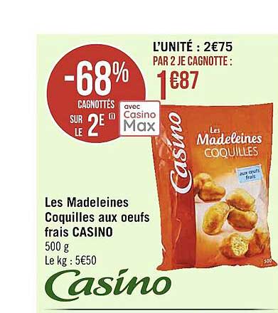 Les Madeleines Coquilles Aux Oeufs Frais Casino