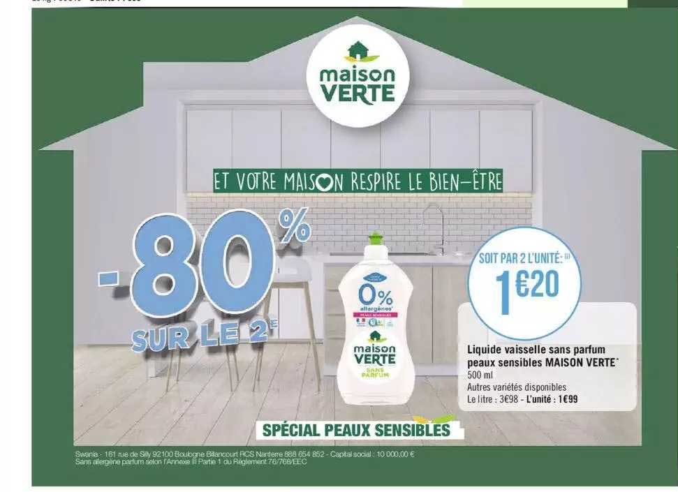 Liquide Vaisselle Sans Parfum Peaux Sensibles Maison Verte