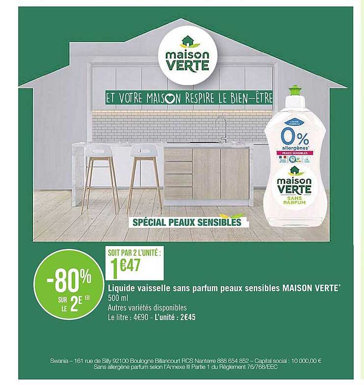 Liquide Vaisselle Sans Parfum Peaux Sensibles Maison Verte