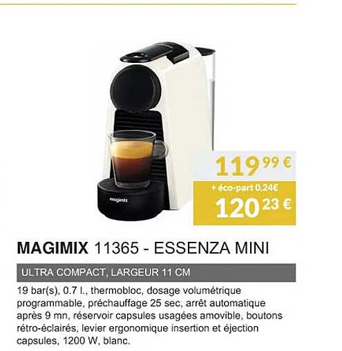 magimix 11365 - essenza mini ultra compact, largeur 11 cm