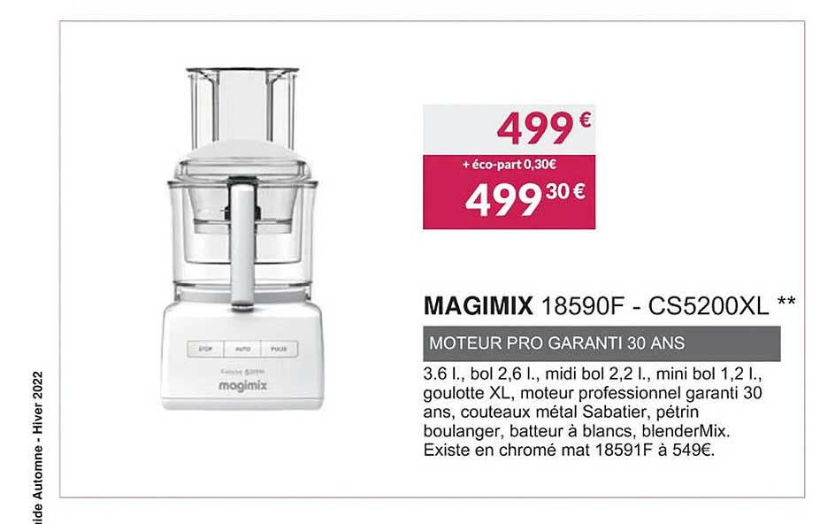 magimix 18590f - cs5200xl moteur pro garanti 30 ans