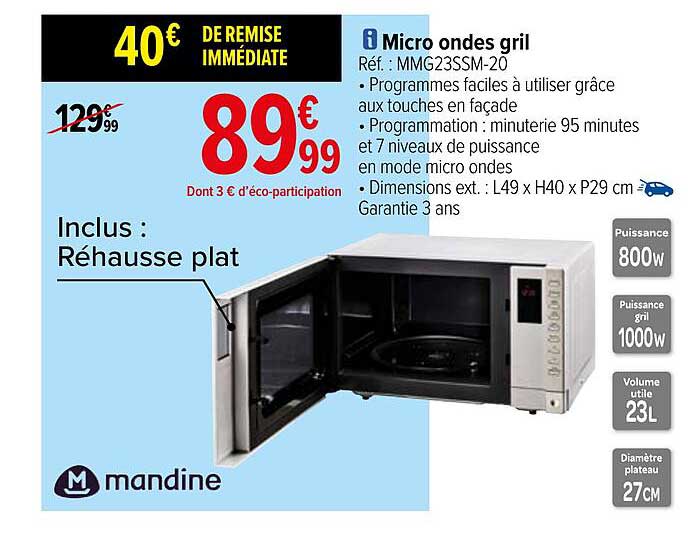 micro ondes gril mandine