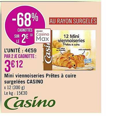 mini viennoiseries prêtes à cuire surgelées casino