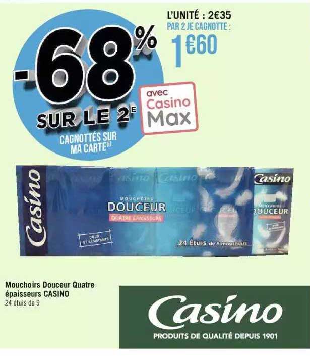 mouchoirs douceur quatre épaisseurs casino