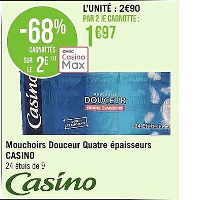 mouchoirs douceur quatre épaisseurs casino